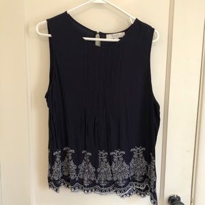 LOFT navy and white top